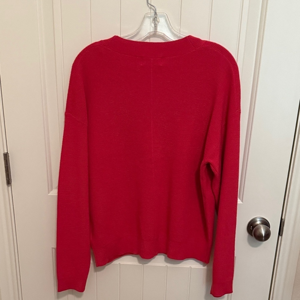 Zenana Women's Red Button-Up Cardigan Size Large - Picture 2 of 4